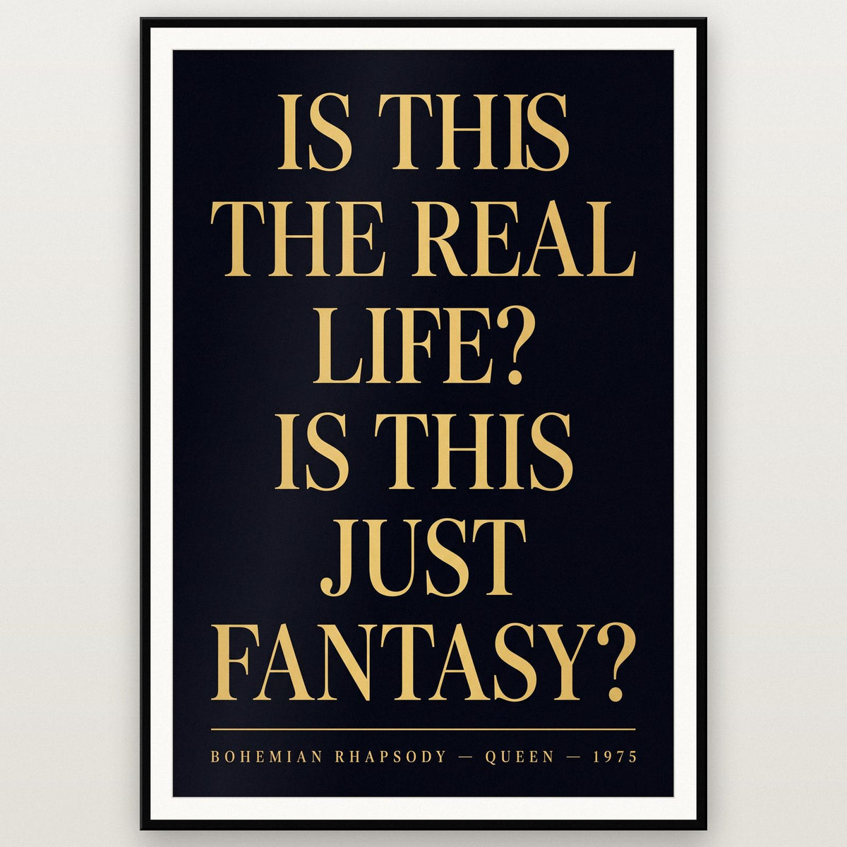 Bohemian Rhapsody Lyrics Print shown in a black frame