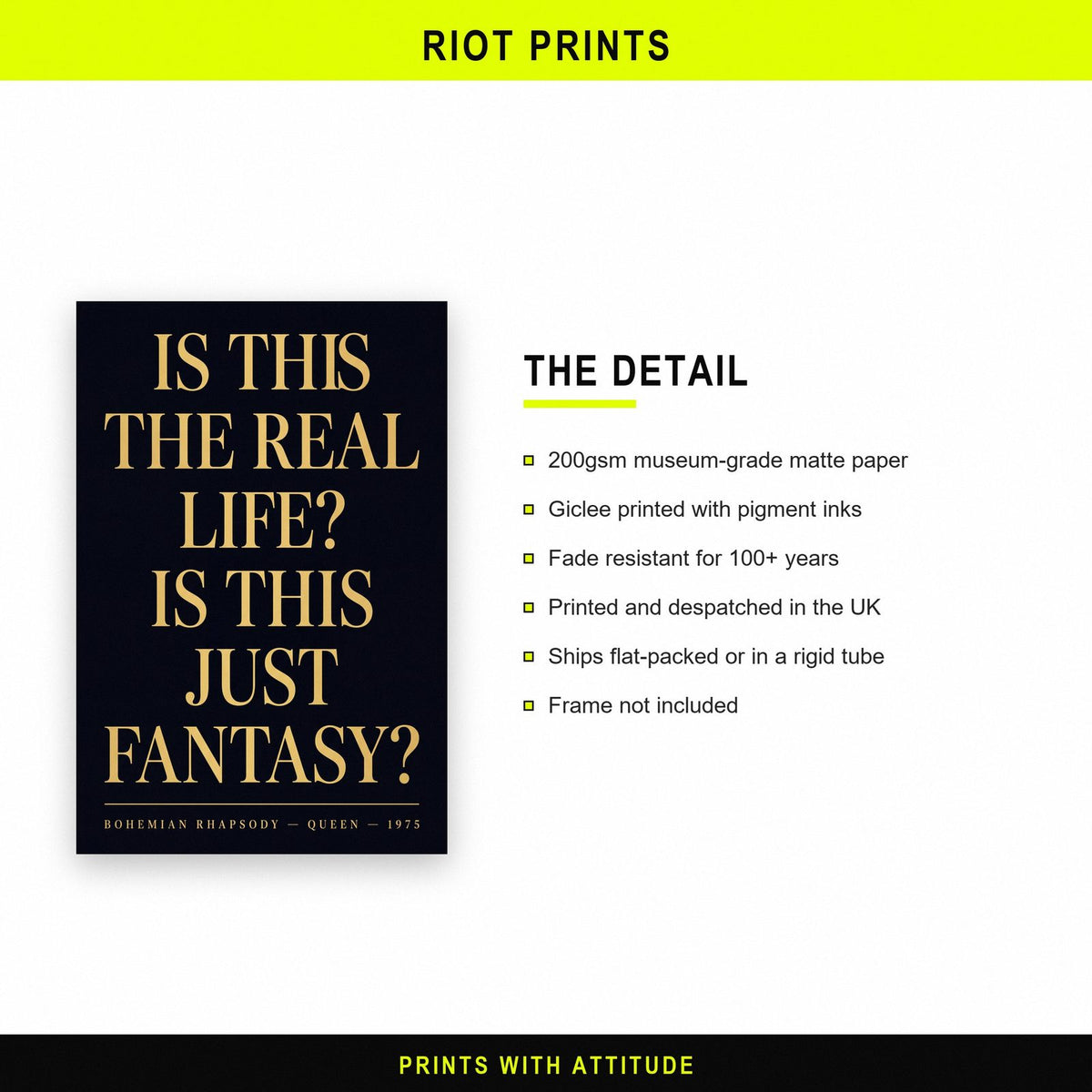 Bohemian Rhapsody Lyrics Print paper and printing specification