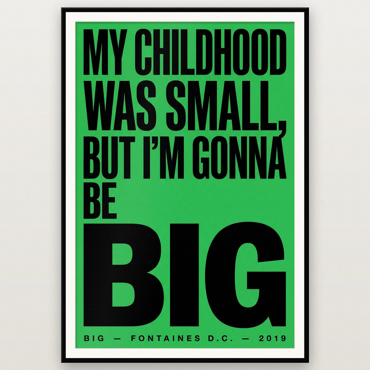 Big Lyrics Print shown in a black frame