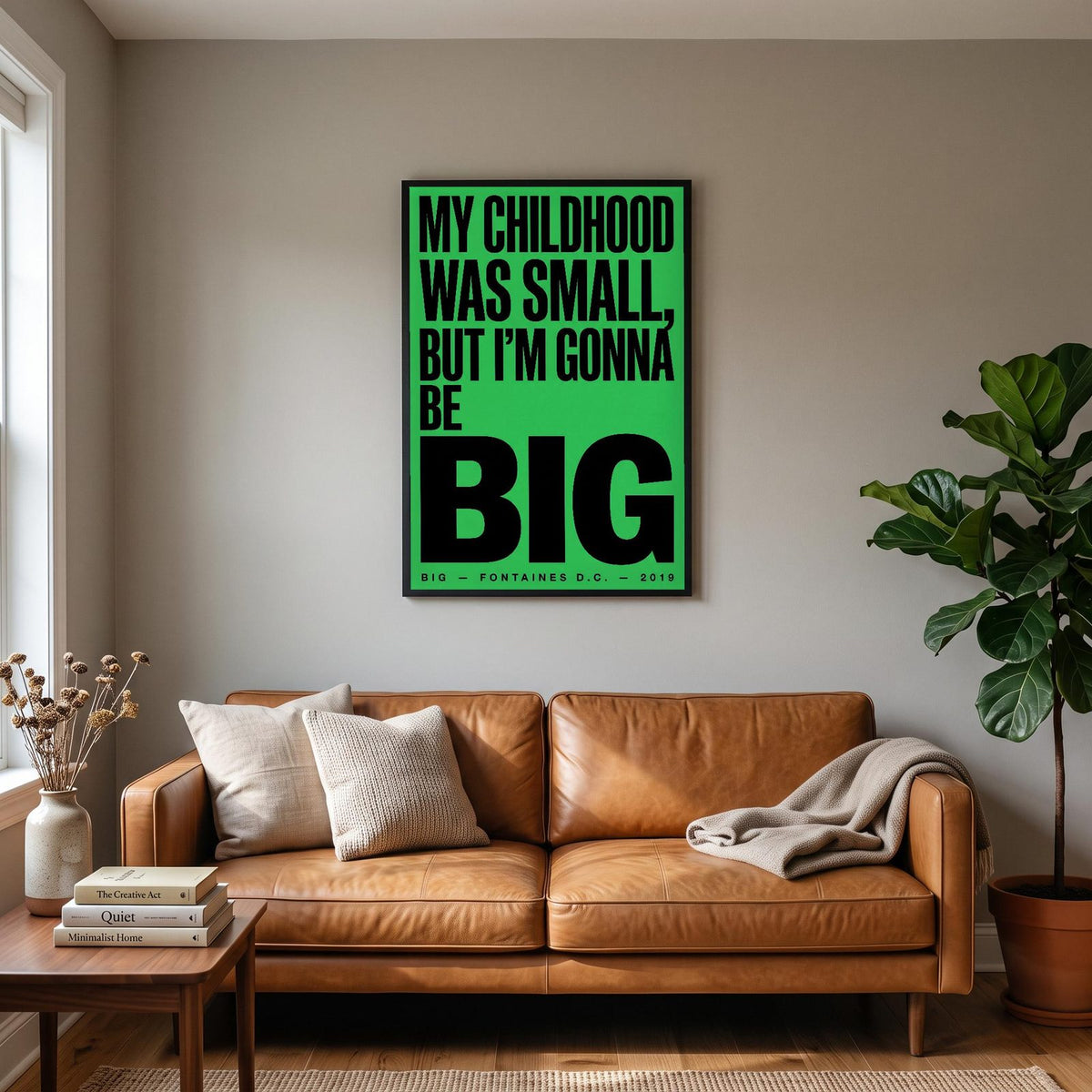 Big Lyrics Print hanging on a living room wall
