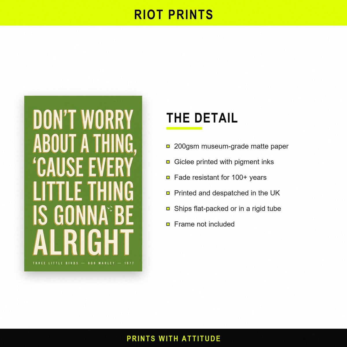 Three Little Birds Lyrics Print paper and printing specification