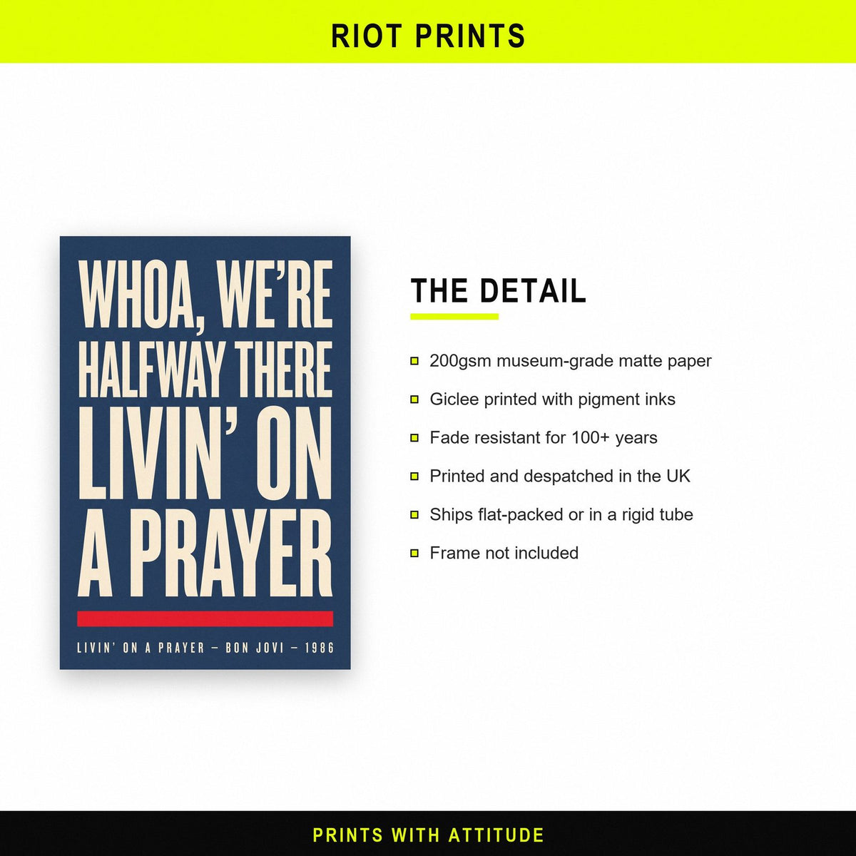 Livin' On A Prayer Lyrics Print paper and printing specification