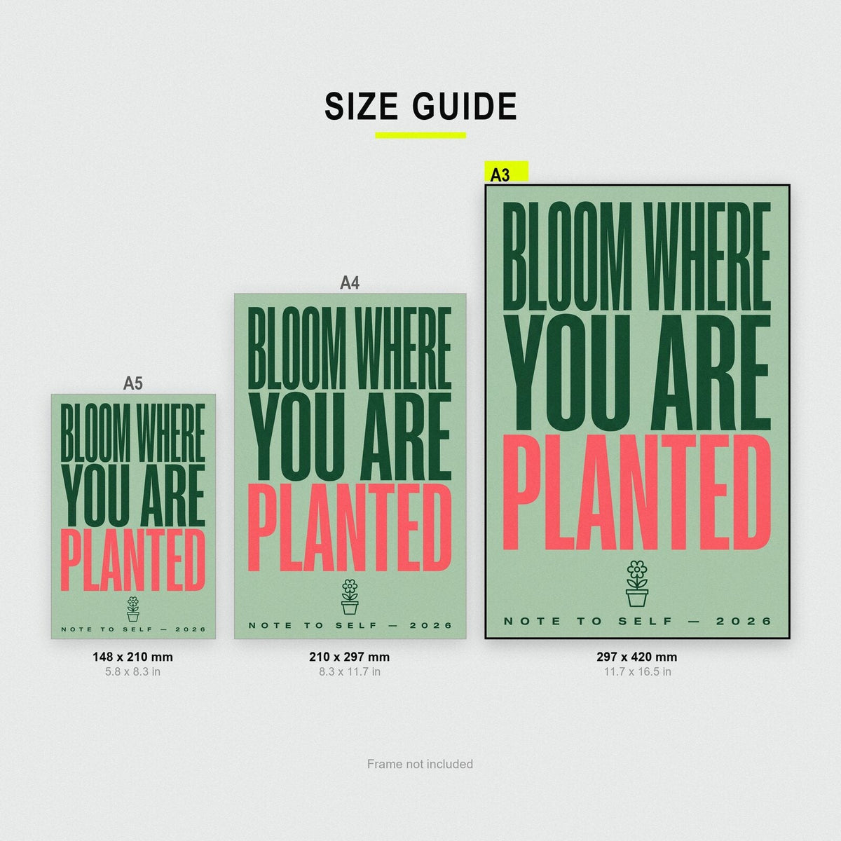 Bloom Where You Are Planted Note To Self Typography Art Print