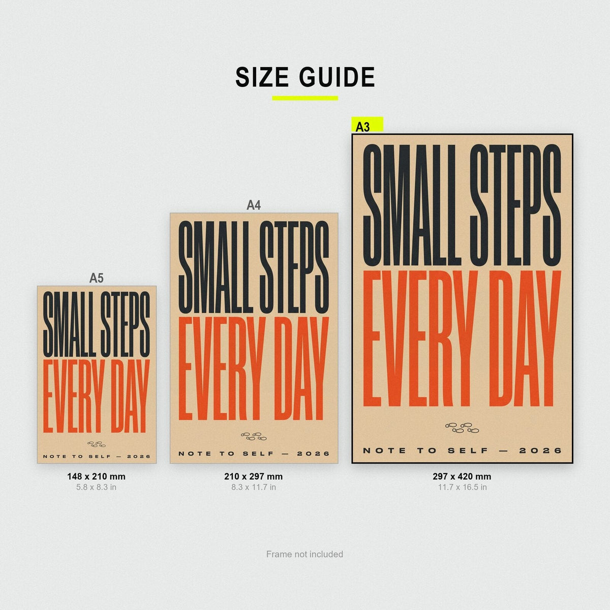 Small Steps Every Day Note To Self Typography Art Print
