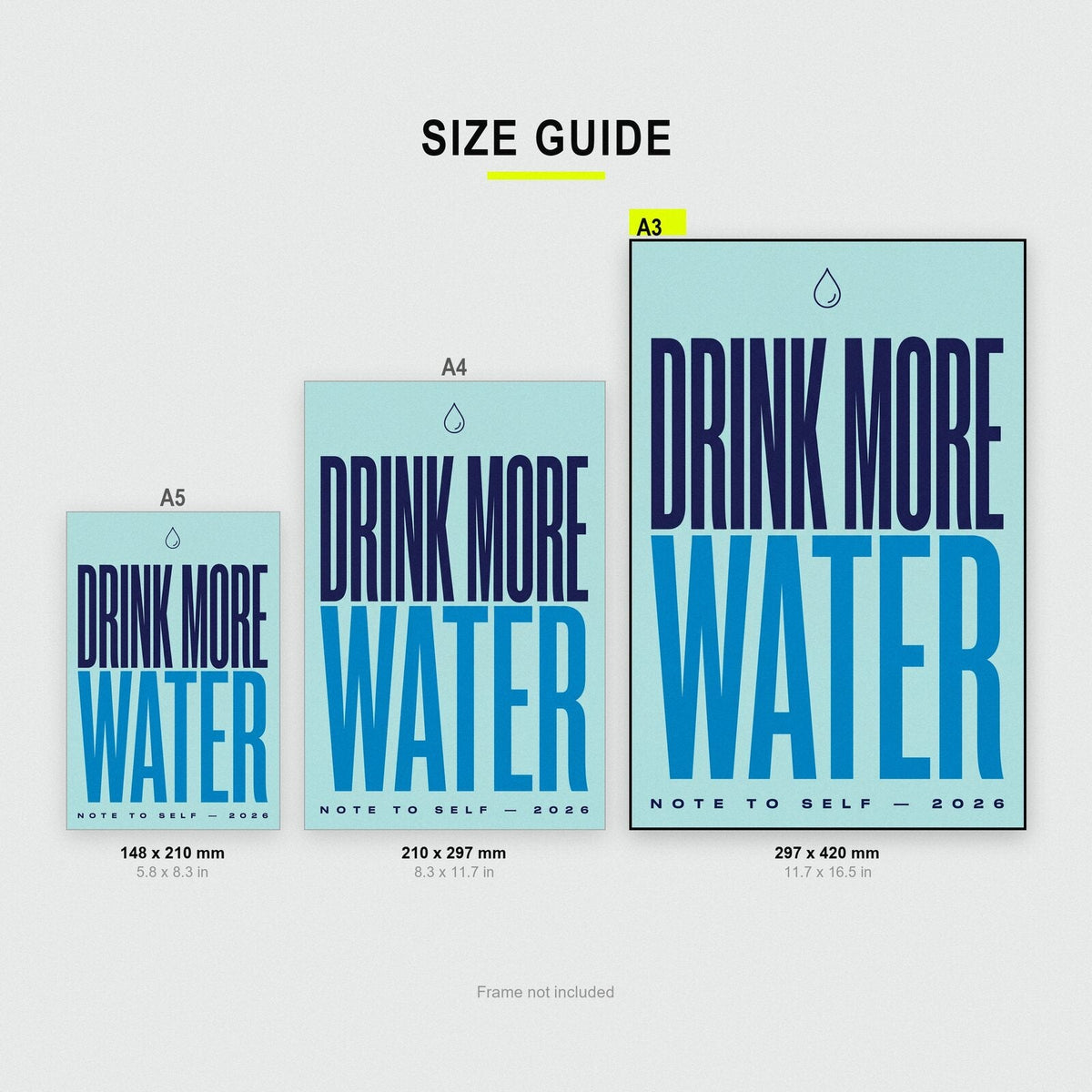 Drink More Water Note To Self Typography Art Print