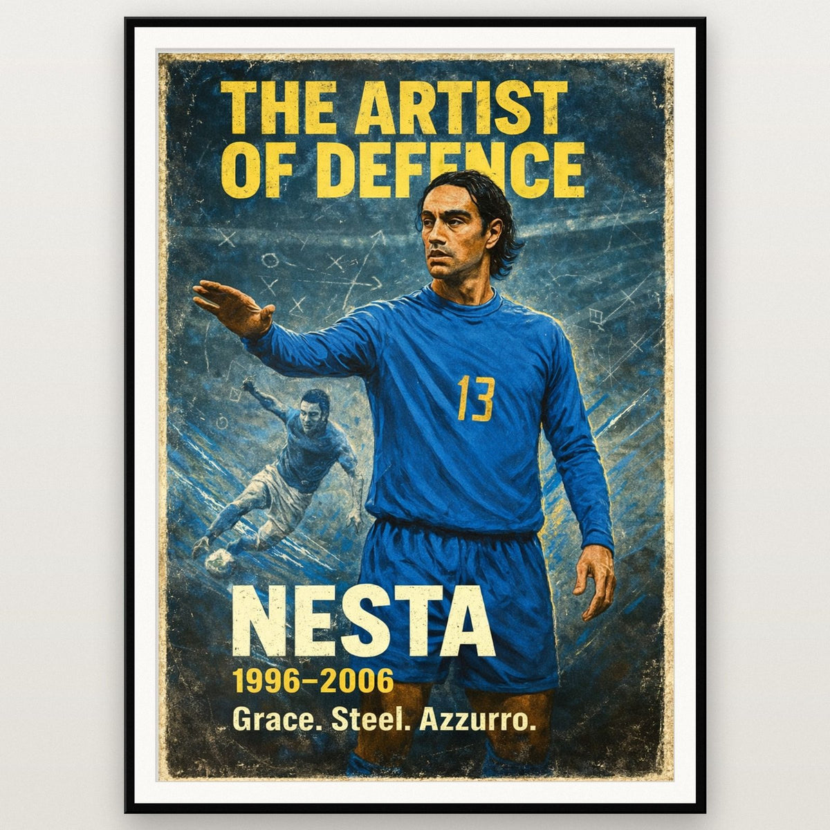 Alessandro Nesta Football Legends Poster shown in a black frame