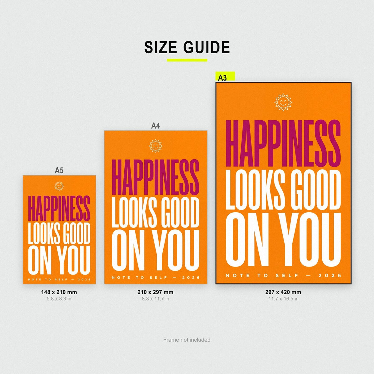 Happiness Looks Good On You Note To Self Typography Art Print