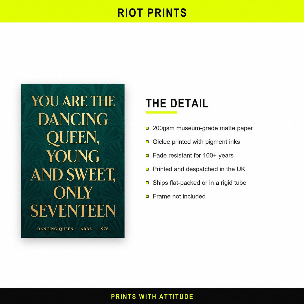 Dancing Queen Lyrics Print paper and printing specification