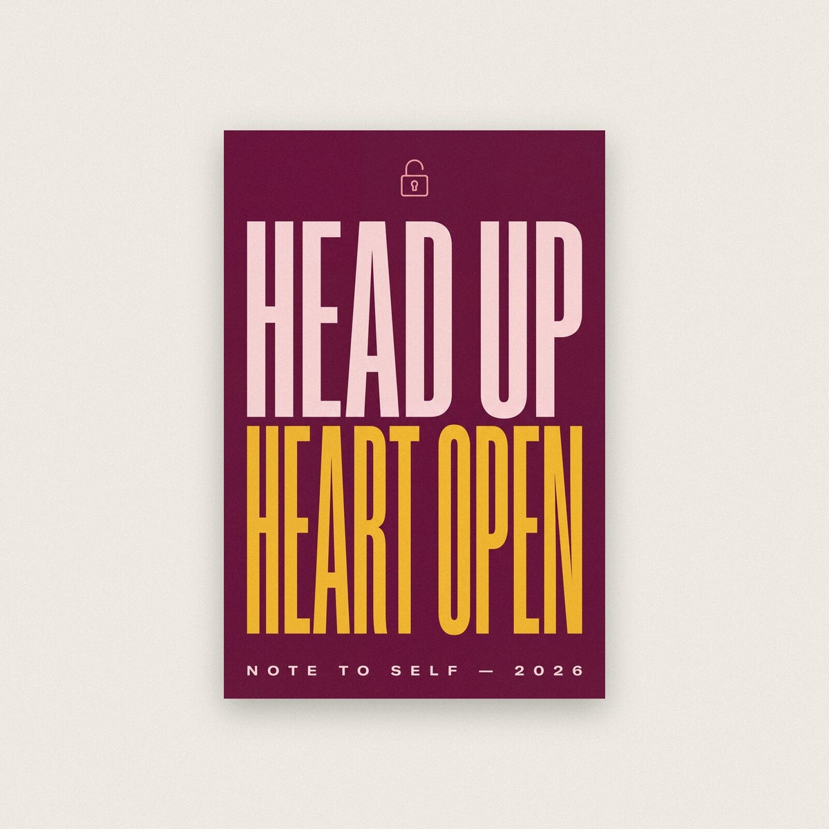 Head Up Heart Open Note To Self Typography Art Print