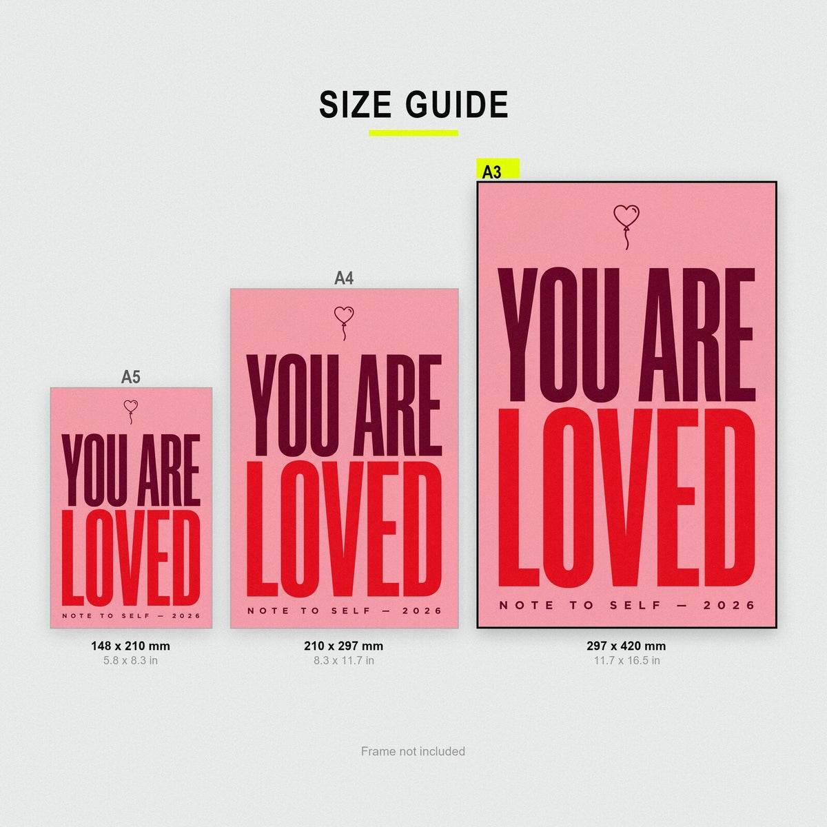 You Are Loved Note To Self Typography Art Print