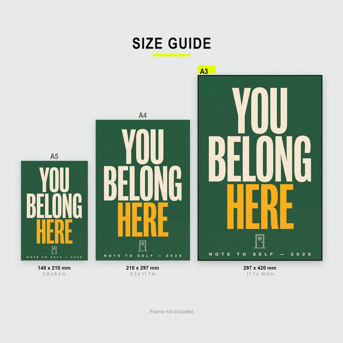 You Belong Here Note To Self Typography Art Print