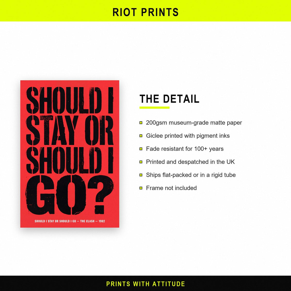Should I Stay Or Should I Go Lyrics Print paper and printing specification
