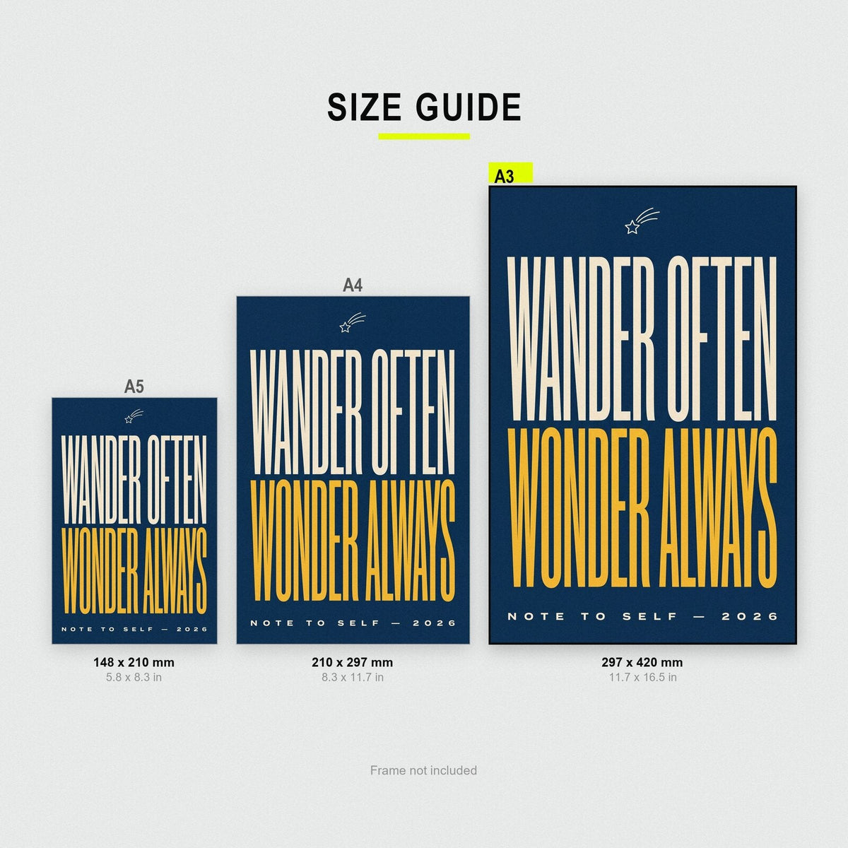Wander Often Wonder Always Note To Self Typography Art Print