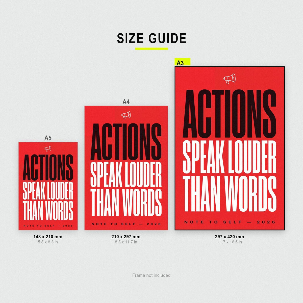 Actions Speak Louder Than Words Note To Self Typography Art Print