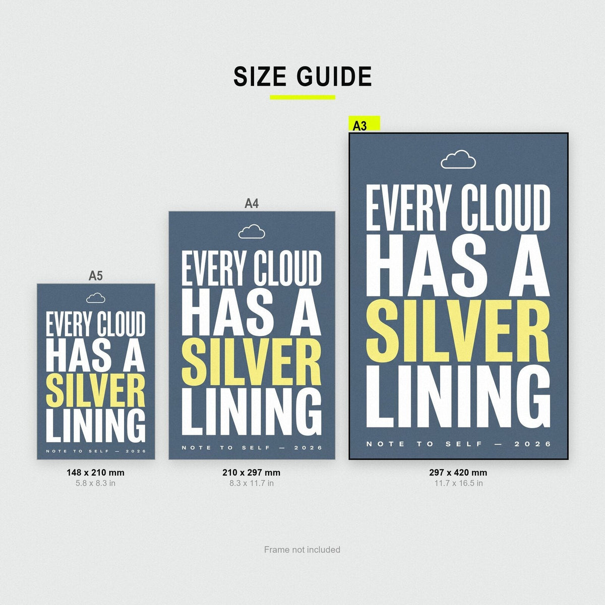 Every Cloud Has A Silver Lining Note To Self Typography Art Print