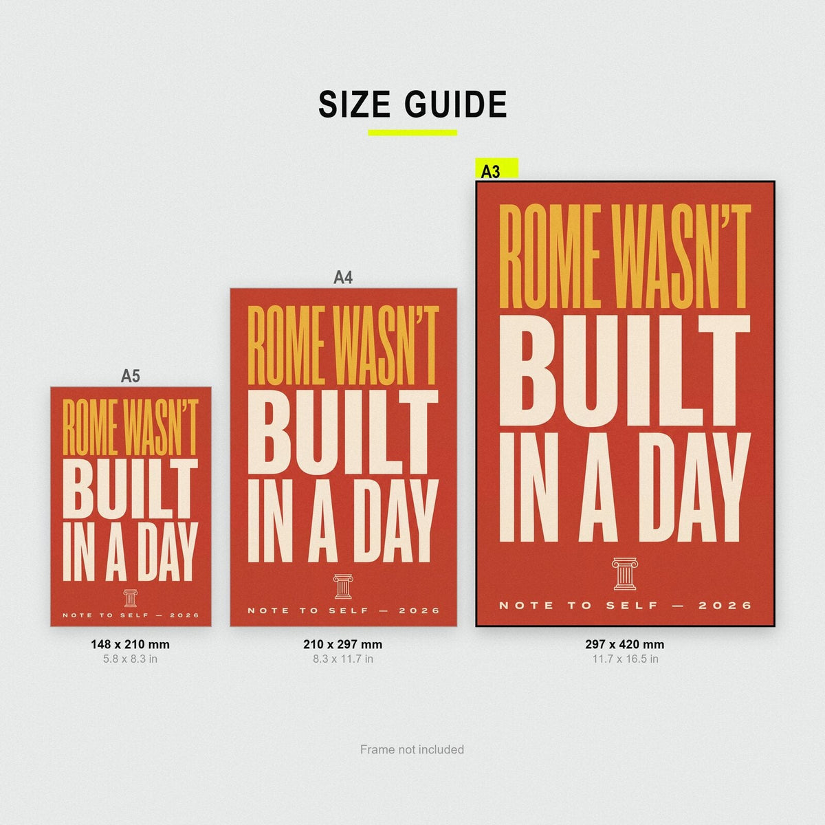 Rome Wasnt Built In A Day Note To Self Typography Art Print