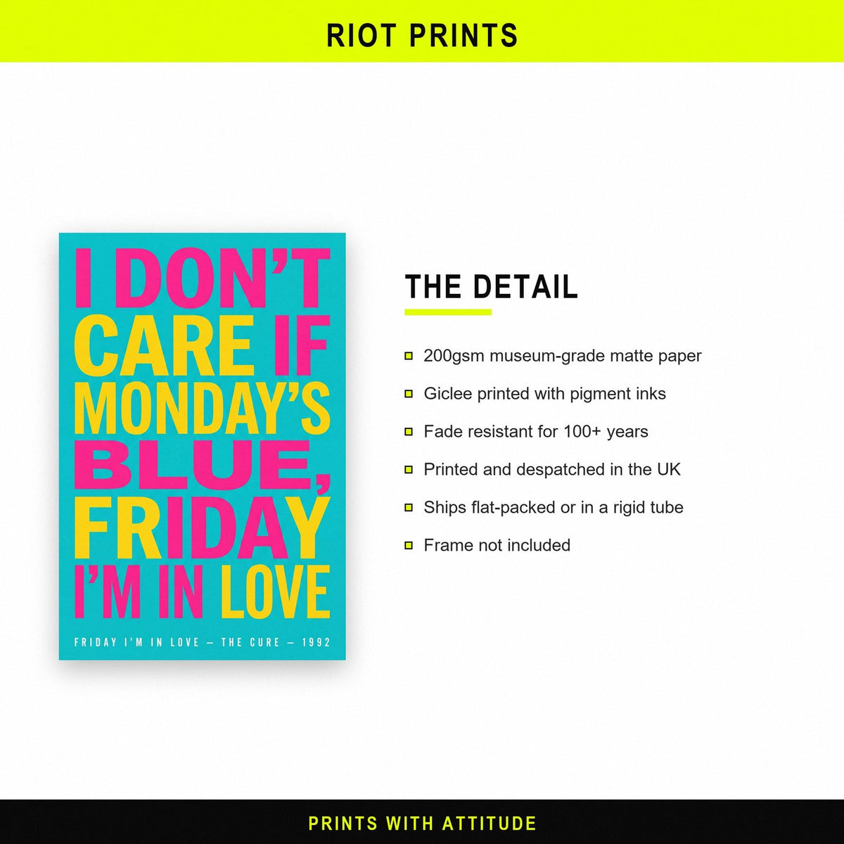 Friday I'm In Love Lyrics Print paper and printing specification