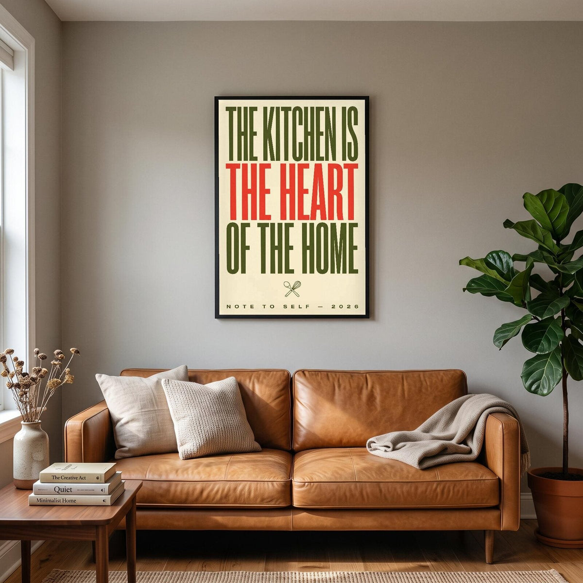 The Kitchen Is The Heart Of The Home Note To Self Typography Art Print