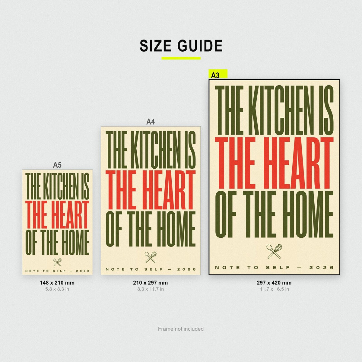 The Kitchen Is The Heart Of The Home Note To Self Typography Art Print