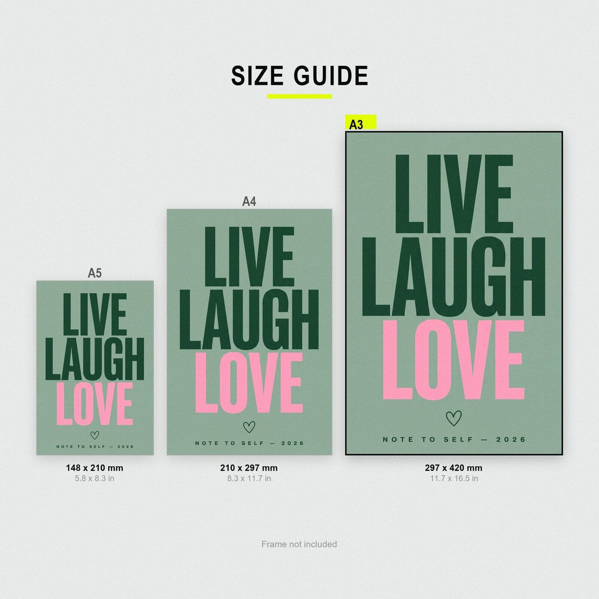 Live Laugh Love Note To Self Typography Art Print
