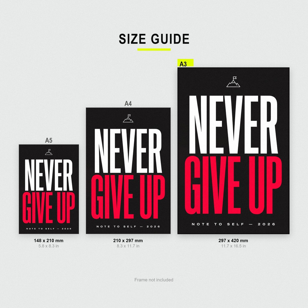 Never Give Up Note To Self Typography Art Print