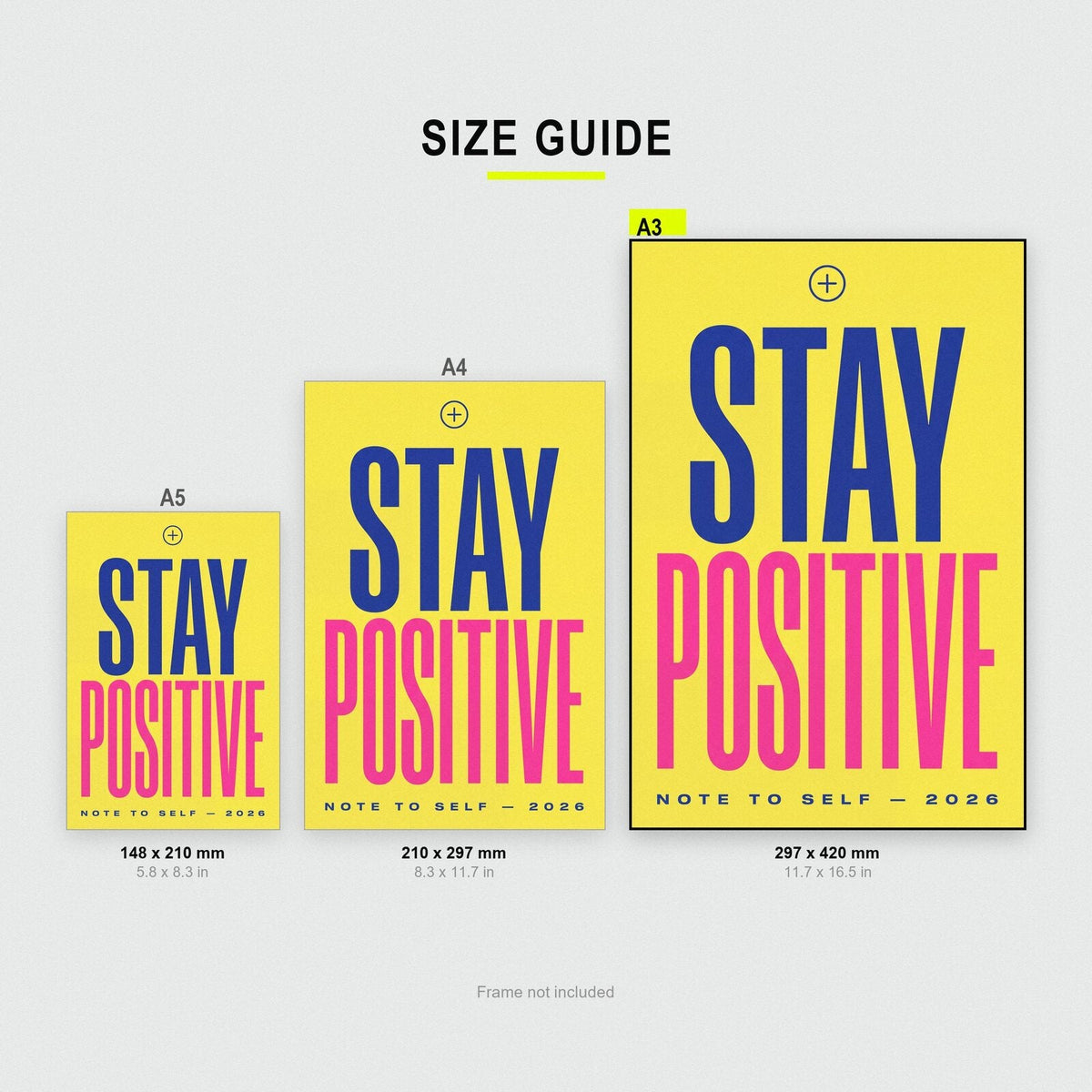 Stay Positive Note To Self Typography Art Print