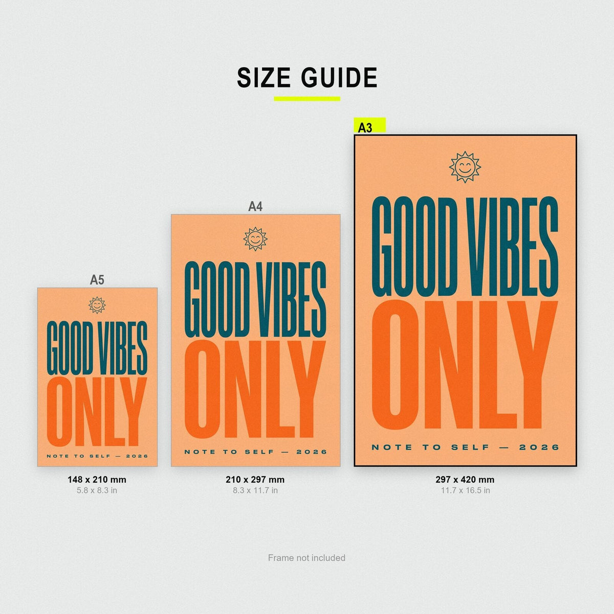 Good Vibes Only Note To Self Typography Art Print