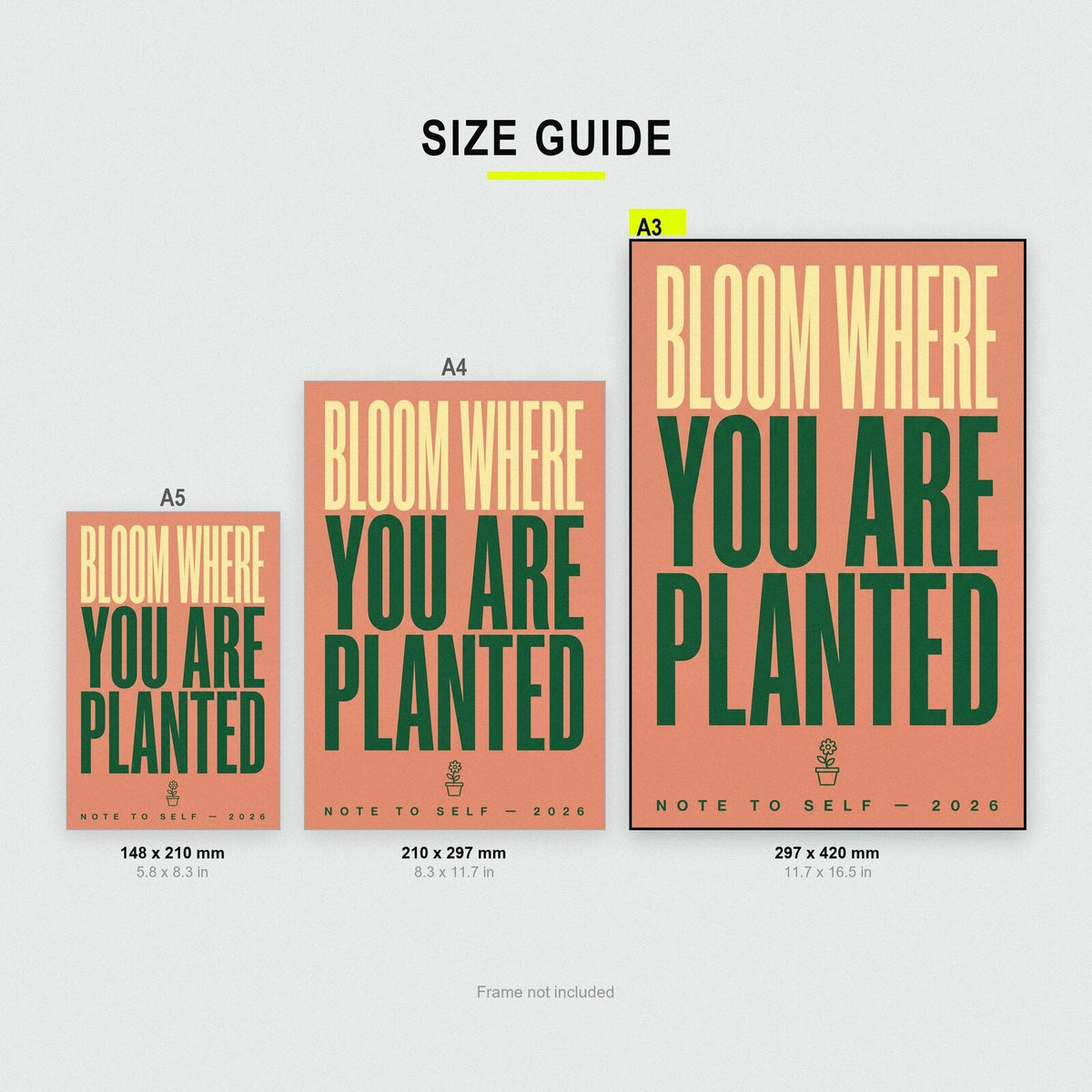 Bloom Where You Are Planted Coral Note To Self Typography Art Print