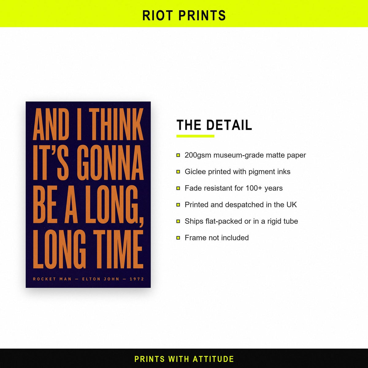 Rocket Man Lyrics Print paper and printing specification
