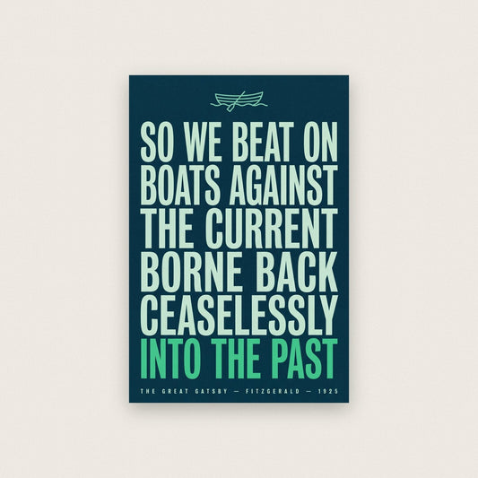 So We Beat On Boats Against The Current Book Quote Art Print