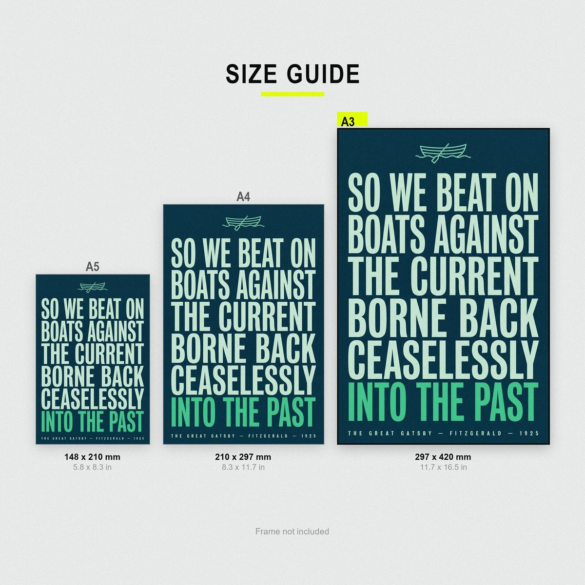 So We Beat On Boats Against The Current Book Quote Art Print
