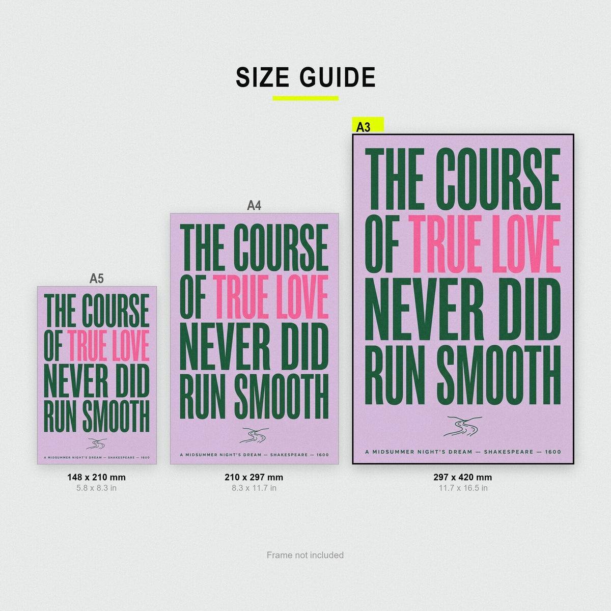 The Course Of True Love Never Did Run Smooth Book Quote Art Print
