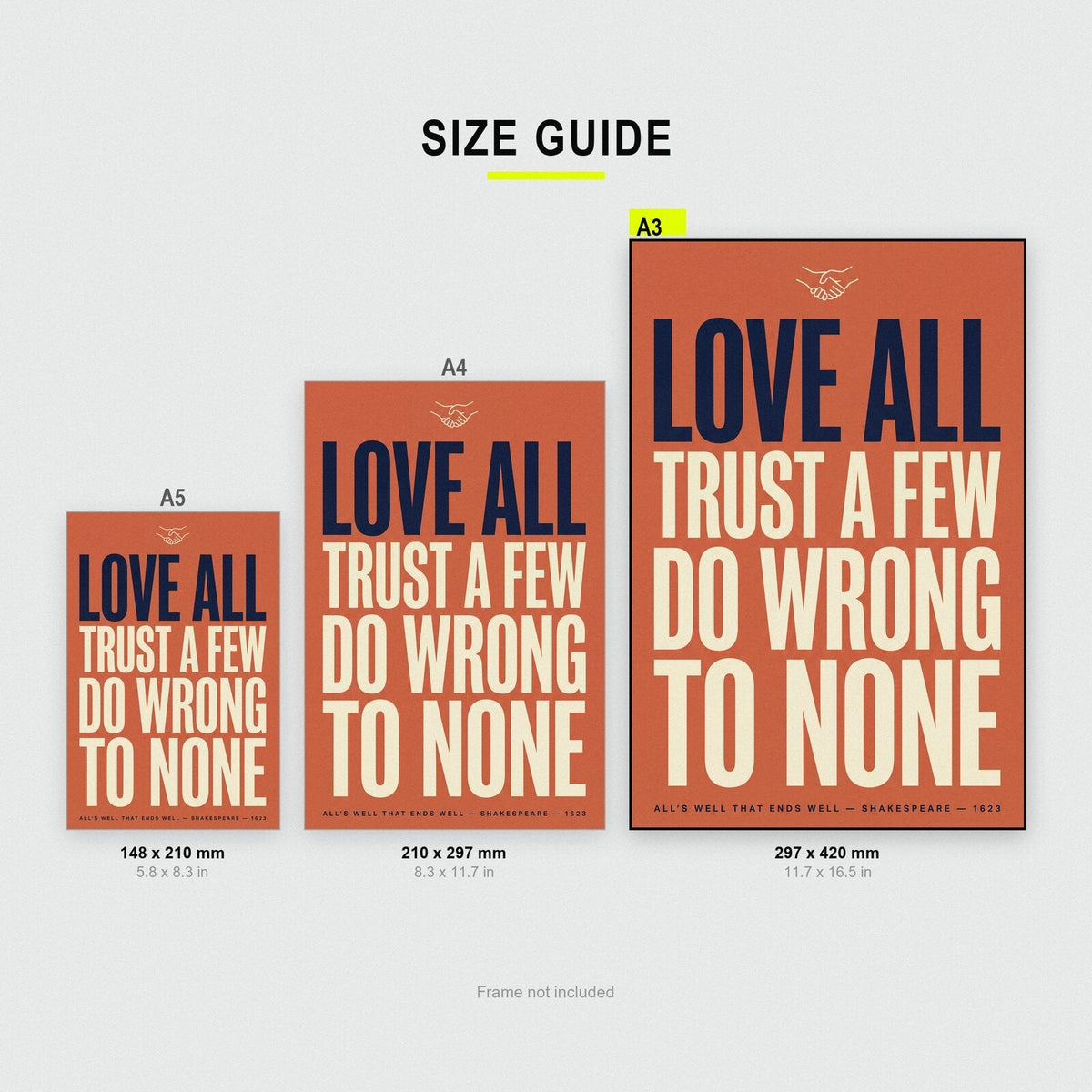 Love All Trust A Few Do Wrong To None Book Quote Art Print