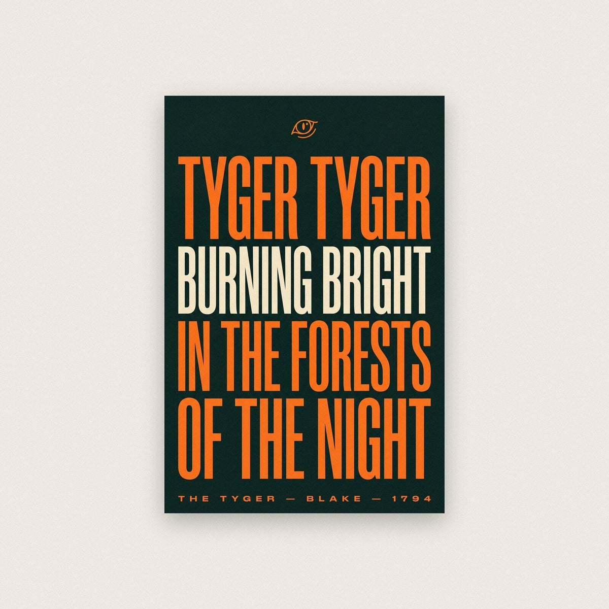 Tyger Tyger Burning Bright Book Quote Art Print