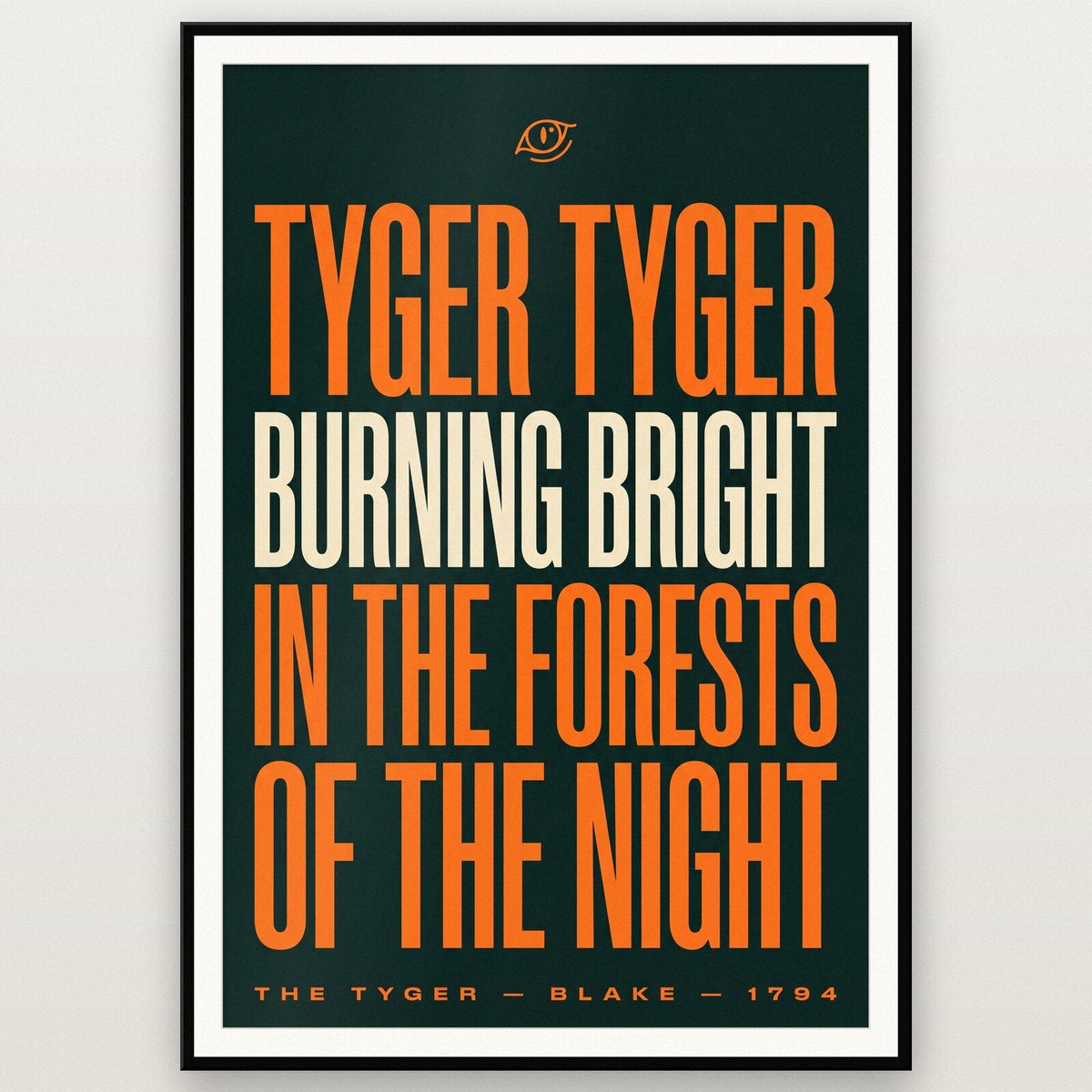 Tyger Tyger Burning Bright Book Quote Art Print