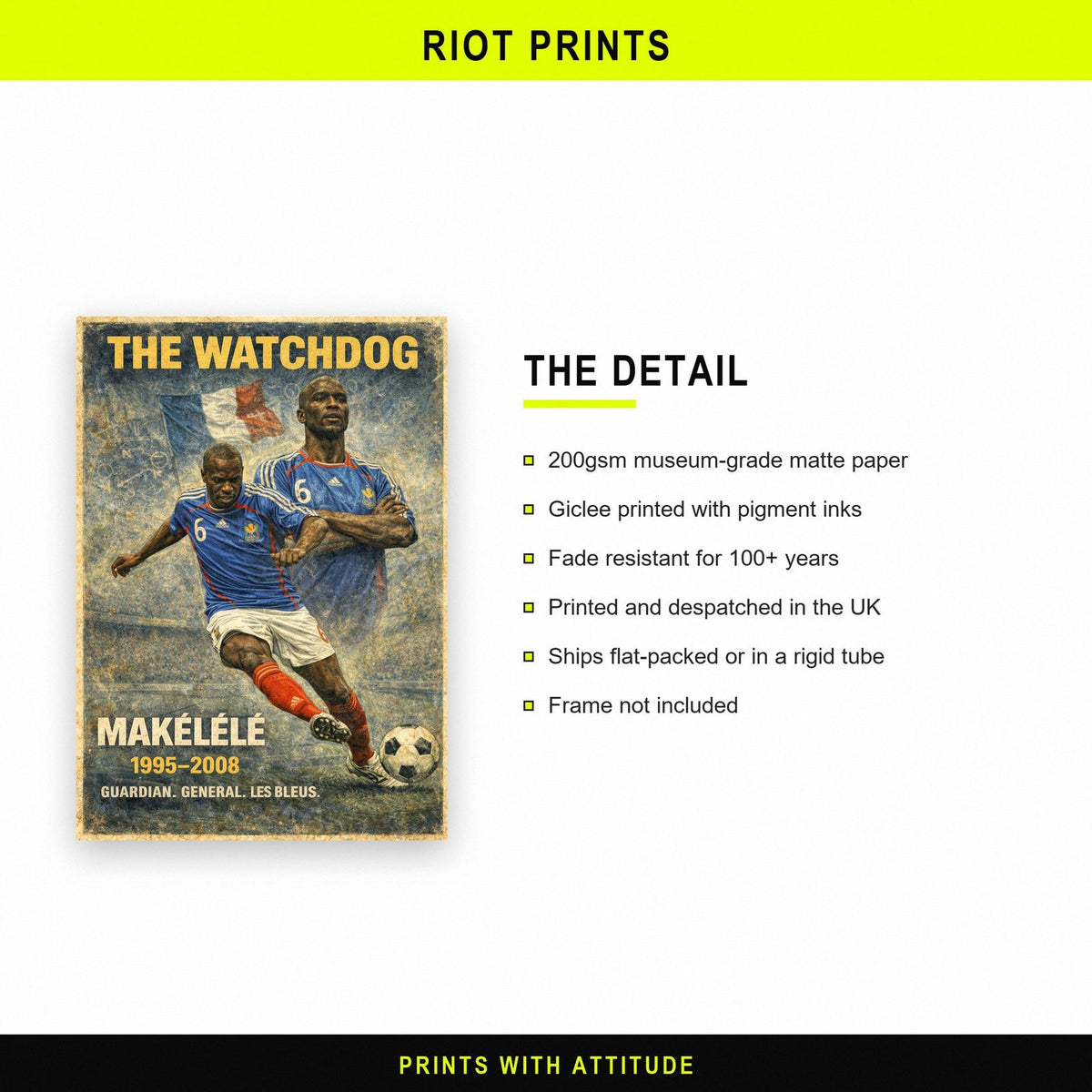 Claude Makélélé Football Legends Poster paper and printing specification