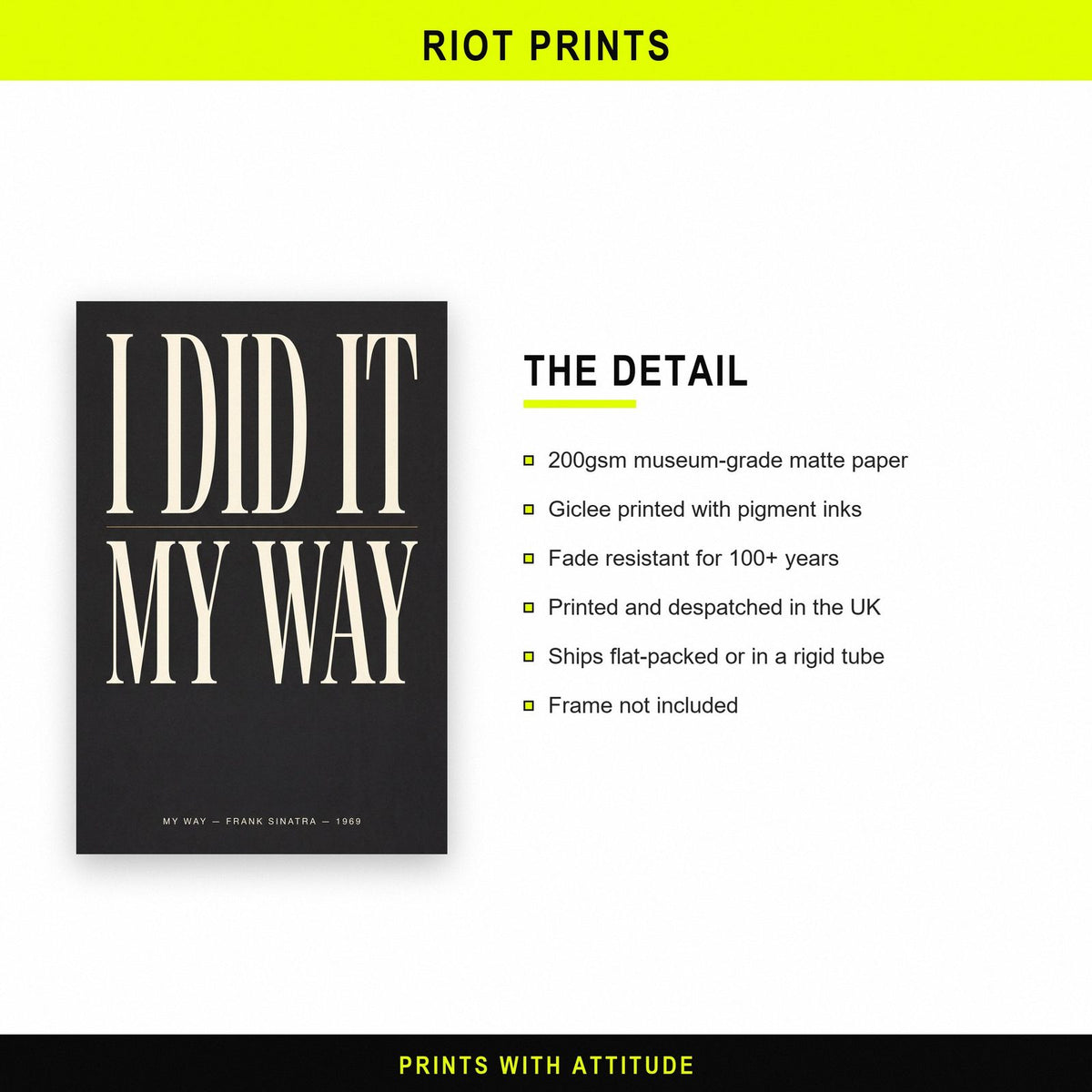 My Way Lyrics Print paper and printing specification