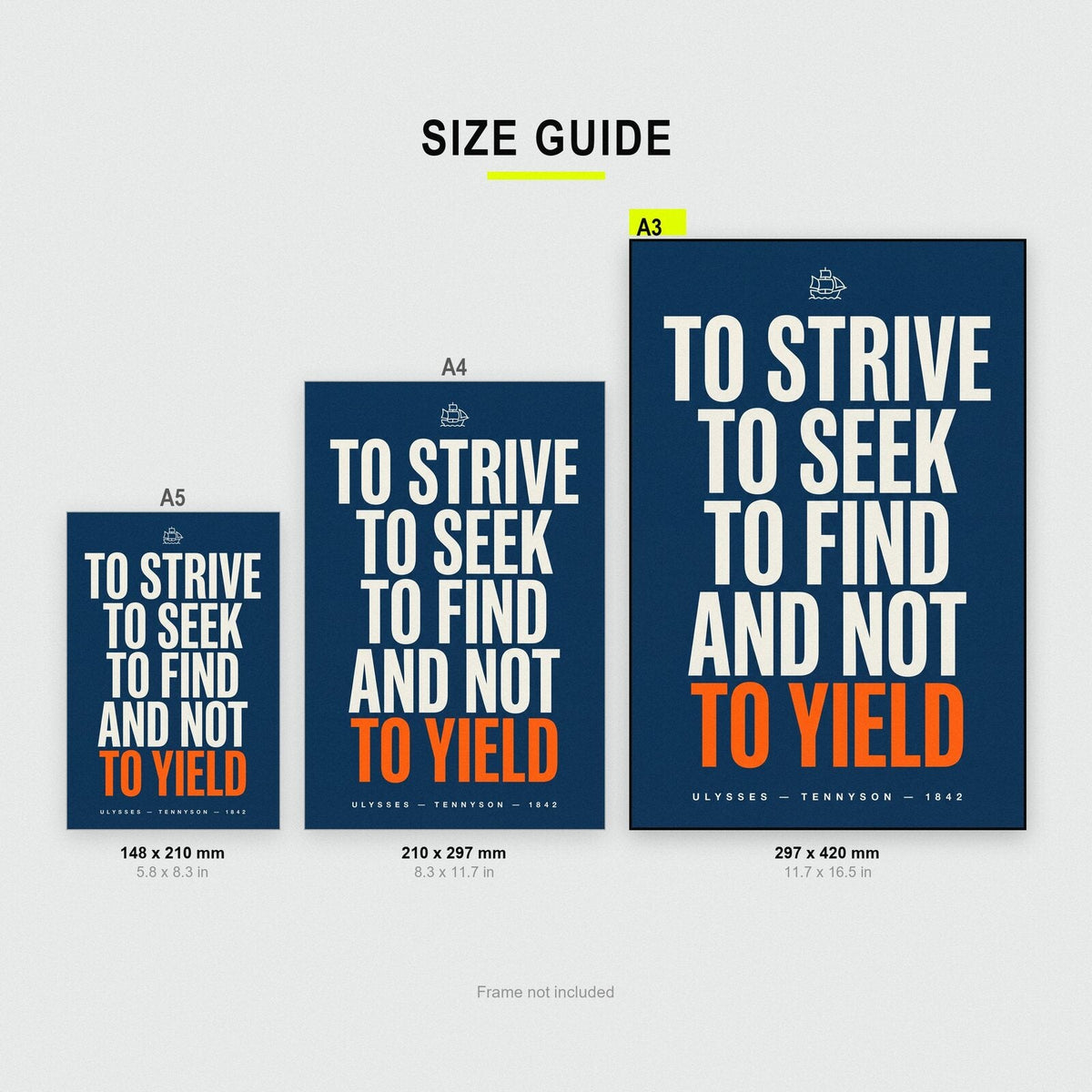 To Strive To Seek To Find And Not To Yield Book Quote Art Print
