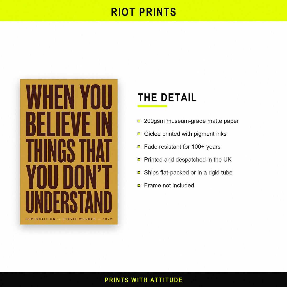Superstition Lyrics Print paper and printing specification