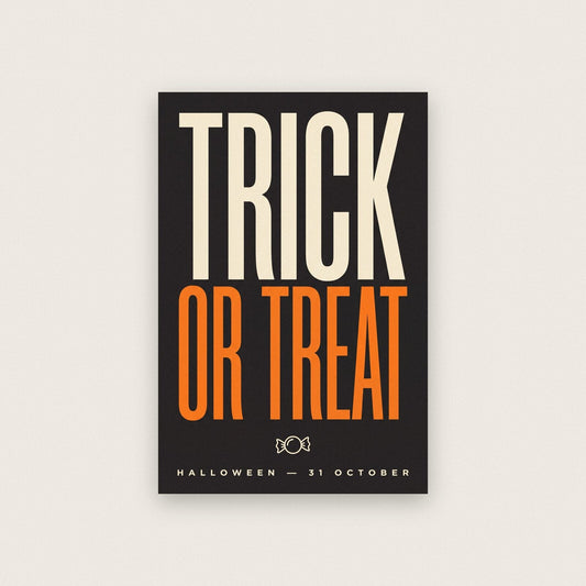 Trick Or Treat Halloween Typography Art Print