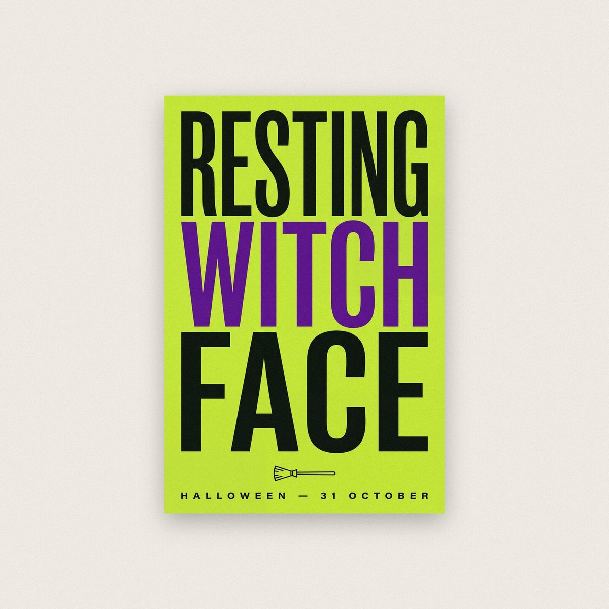 Resting Witch Face Halloween Typography Art Print
