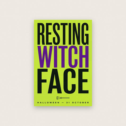 Resting Witch Face Halloween Typography Art Print