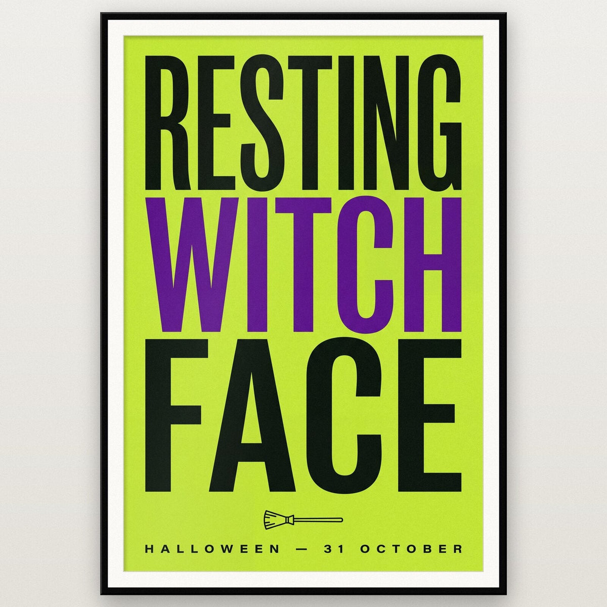 Resting Witch Face Halloween Typography Art Print