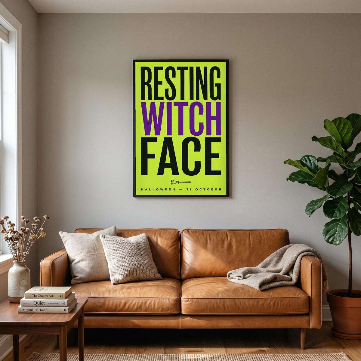 Resting Witch Face Halloween Typography Art Print