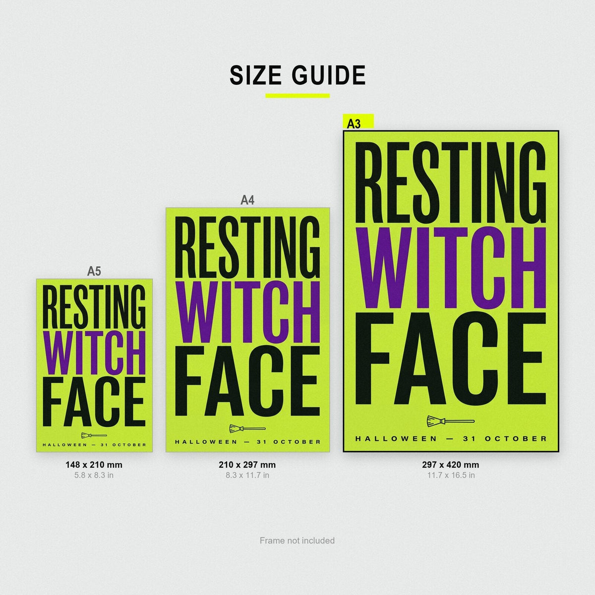 Resting Witch Face Halloween Typography Art Print
