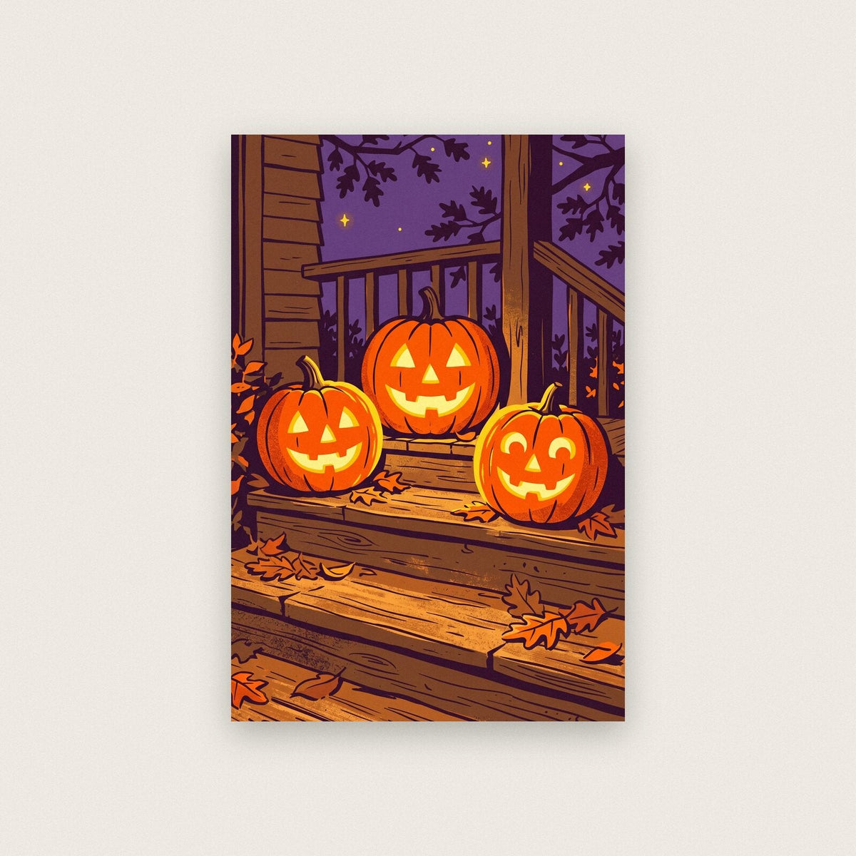 Jack O Lanterns On The Porch Halloween Art Print