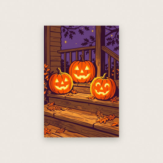 Jack O Lanterns On The Porch Halloween Art Print