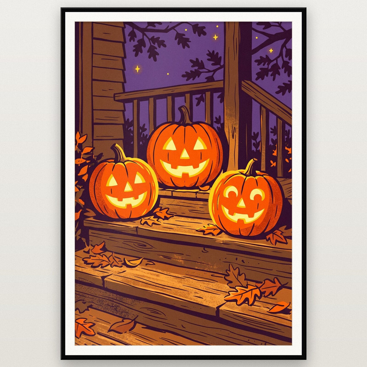 Jack O Lanterns On The Porch Halloween Art Print
