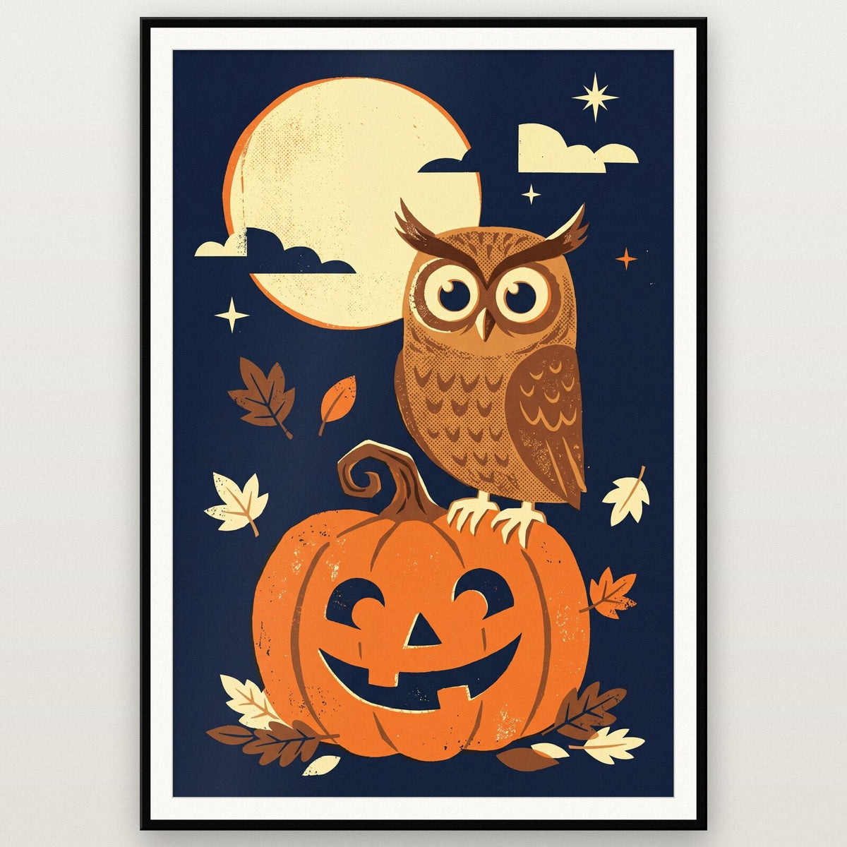 Owl On A Pumpkin Halloween Art Print