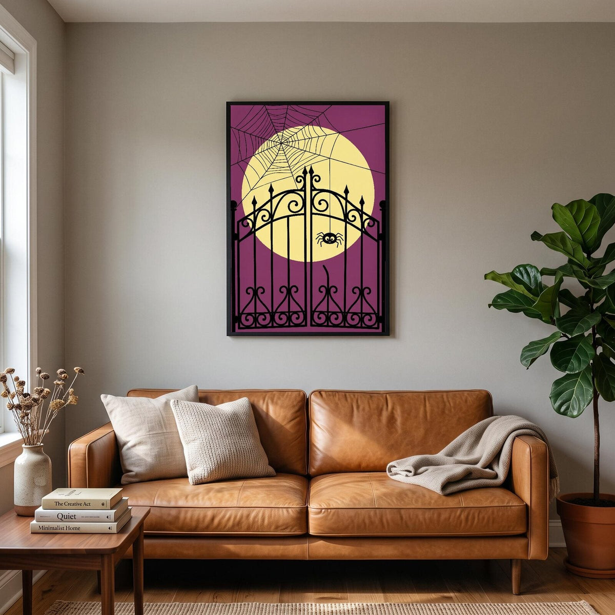The Spider And The Moon Halloween Art Print